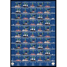 1957 - Danmark - Julemærkeark Skib med juletræ i masten - Frimærke - Postfrisk.