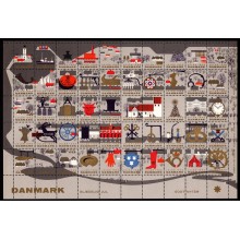 1962. Danmark. Julemærker. 4-sidet takket foldet helark. "Dansk Lille by".