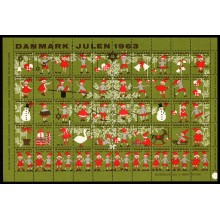 1963. Danmark. Julemærker. 3-sidet takket foldet helark. Børn i nissedraget.
