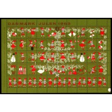 1963. Danmark. Julemærker 3-sidet takket helark. Ufoldet. Børn i nissedragt...AFA 350 kr.