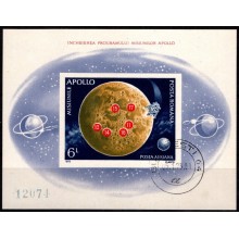 Apollo-rumflyvninger. Miniark. Stemplet