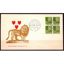 FDC med lille rigsvåben. 4-blok. Sjælden.