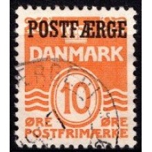 Postfærge. Bølgelinietype. 10 ø. orange.