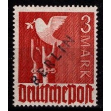 Berlin - Sort overtryk "Berlin" - AFA 19, 3 Mark Brunrød, Postfrisk.