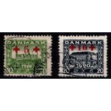 Røde Kors provisorier. Genforeningsmærker med rødt overtryk. 