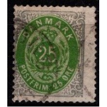 Tofarvet øreudgave. 25 øre grå/grøn.