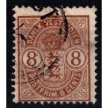 Dansk Vestindien - Våbentype - Enkeltmærke - 8 cent brun
