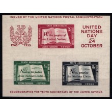 Forenede Nationer - FN's 10-års jubilæum - Miniark - Postfrisk.