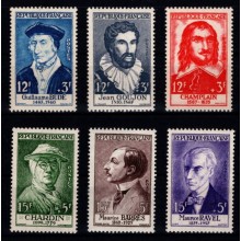 Frankrig - Berømte franskmænd - Komplet sæt - Postfrisk.