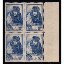 Frankrig - Flyveren Guynemer  - 4 blok - Postfrisk.