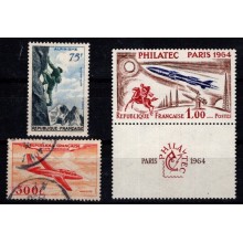 Frankrig - Lot med diverse tre bedre mærker - Postfrisk og stemplet.