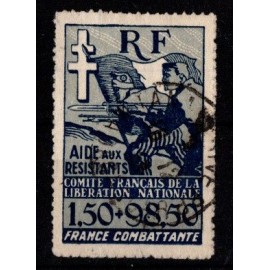 1943 - Frankrig - AFA FF 6 - Frimærke - Franske Frihedsstyrker - Stemplet.