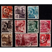 Fransk Zone. Baden. Kurserende mærker. Komplet sæt.