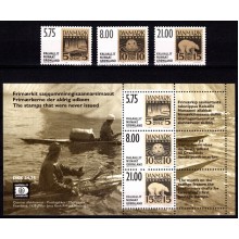 Frimærker der aldrig udkom og Hafnia 01 miniark. Postfrisk.