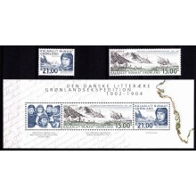 Den danske litterære Grønlandsekspedition. Komplet sæt incl. Miniark. Postfrisk.