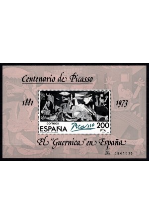 100-året for Pablo Picassos fødsel. Maleriet "Guernica" tilbage til Spanien. Miniark. Postfrisk. 100-året for Pablo Picassos fødsel. Maleriet "Guernica" tilbage til Spanien. Miniark. Postfrisk.