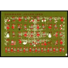 1963 - Danmark - Julemærkeark Voldsom trængsel og alarm - Frimærke - Postfrisk.