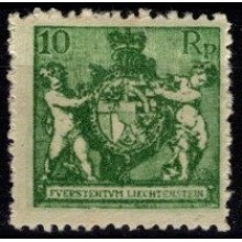 Våben og slottet i Vaduz. Ustemplet.