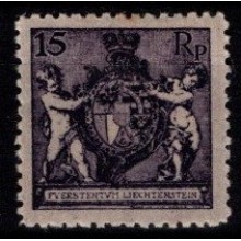 Våben og slottet i Vaduz. Ustemplet.