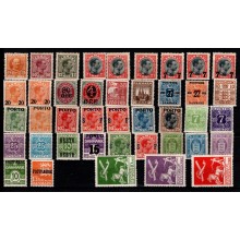 Planche med diverse ustemplede mærker. 