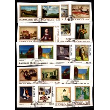 Danmark. Lot med forskellige billede frimærker og komplette sæt på  klip. Stemplet.