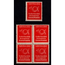 Nødfrimærke i 4-blok og enkeltmærker. Postfriske.