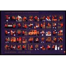 1974 - Danmark - Julemærker. Danske Postbude - Helark - 4-sidet takket - Ufoldet.