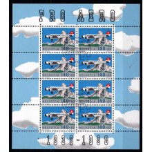 Pro Aero 50-års jubilæum. Miniark. Stemplet.
