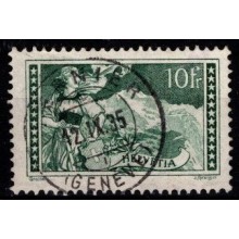 Schweiz - Landskaber - enkeltmærke 10 fr. grøn.