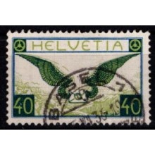 Schweiz - Luftpost - Enkeltmærke 40 cent gulgrøn.