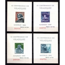 Miniark. Fire stk. Utakket og Postfrisk. 300-året for Velazquez´død.