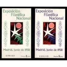 Spanien - Verdensudstillingen - 2 miniark - Ustemplet.