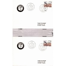 Færøerne. Samling af Færøske stempler på Danske mærker.