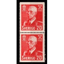 Kong Gustav V´s 85-års fødselsdag. Lodret par. Postfrisk.