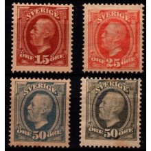 Kong Oscar II. Blandet lot, ustemplet.