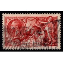 England - søhest - 5 shilling - karmin - stemplet.