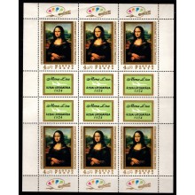 Maleriet Mona Lisa af Leonardo da Vinci. Miniark og vignetter. Postfrisk.